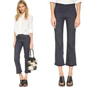 Elizabeth and James Roberta Cropped Flare Raw Hem Dark Indigo Jeans Size 10